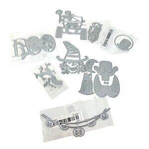 Halloween Metal Cutting Die Lot Witch Ghost Jeep Boo Tree Cat Banner Crafts